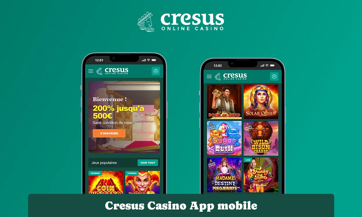 Application mobile Cresus Casino sur smartphone