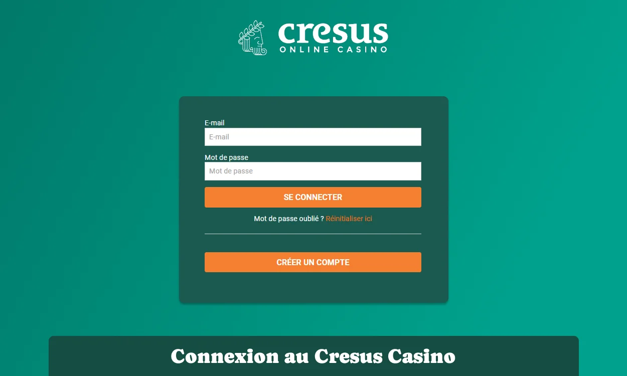Connexion au compte Cresus Casino