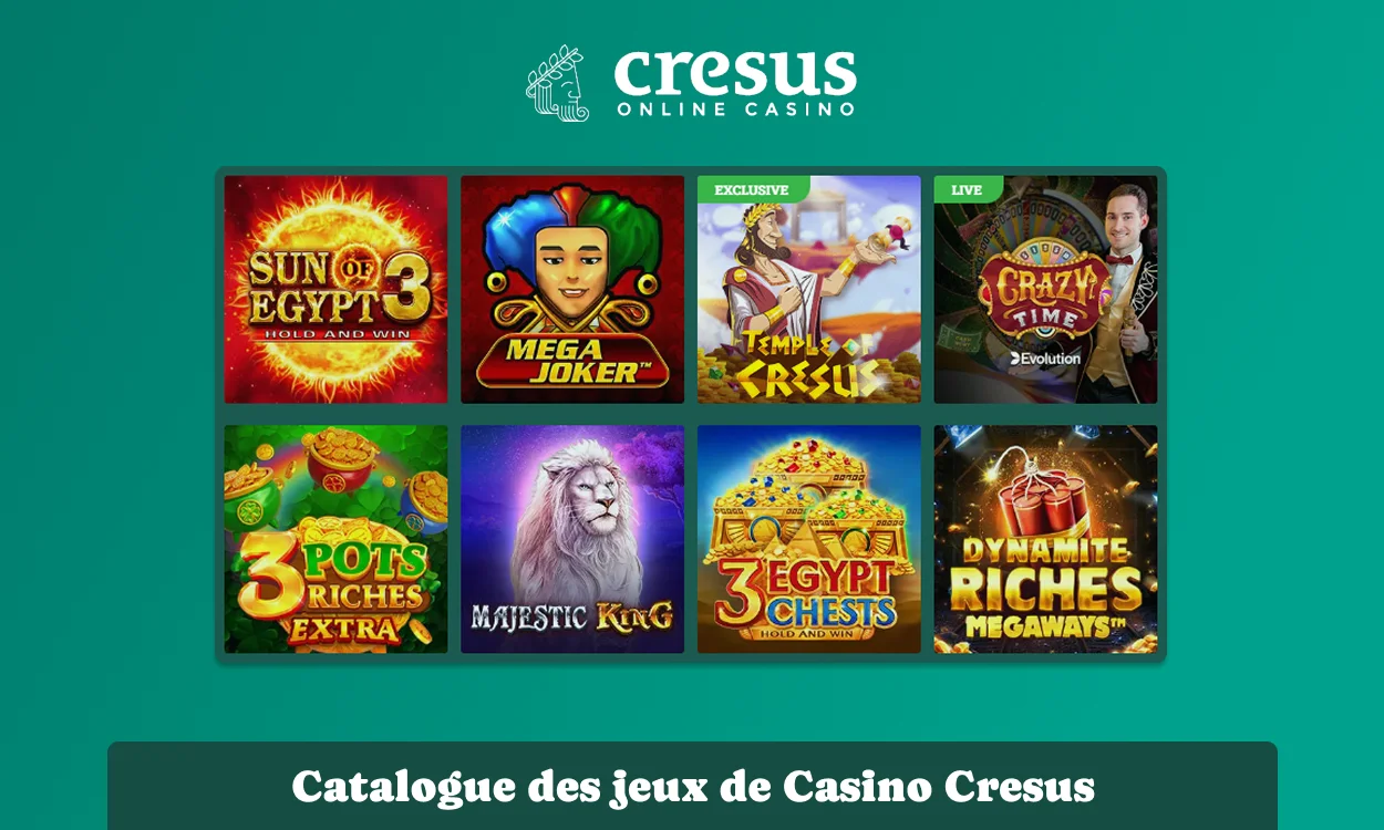 Catalogue des jeux disponibles au Casino Cresus
