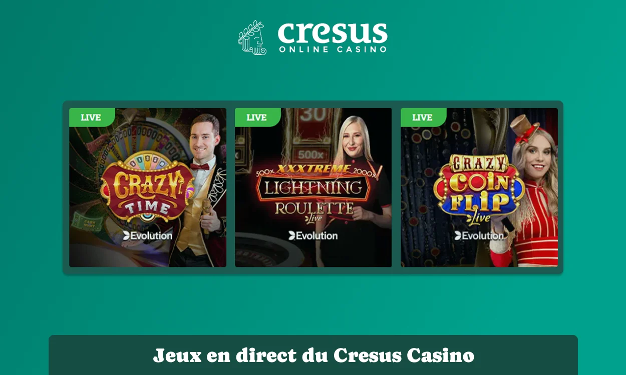 Jeux de casino en direct chez Cresus Casino